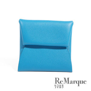 Hermes Blue Knoll Bastia Leather C Wallet Wallet Madame Compact